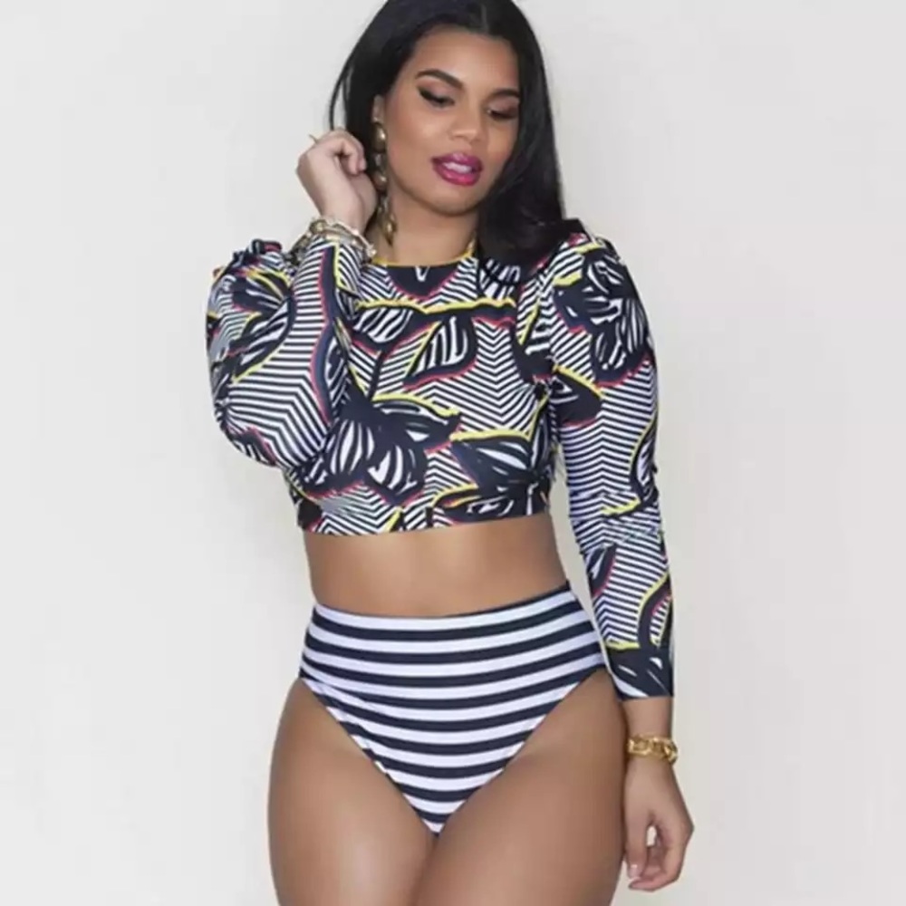 Dramatic Floral Two Piece Swimwear
